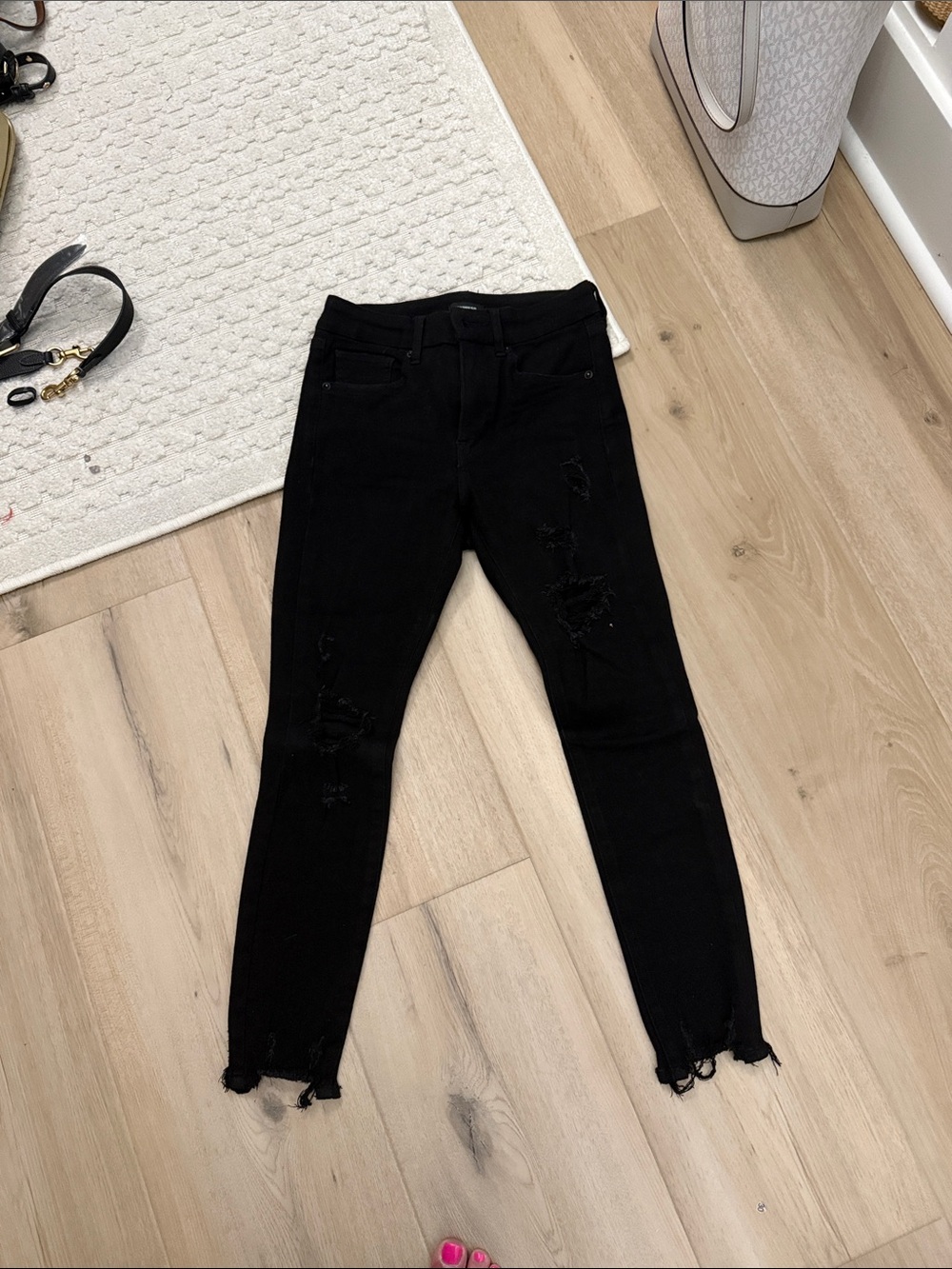 Express Black Distressed High-Rise Skinny Jeans